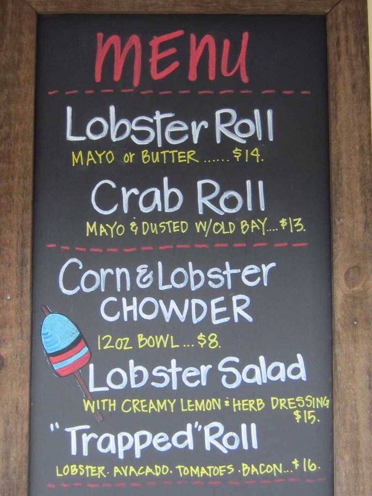 Trapped Lobster Roll Menu