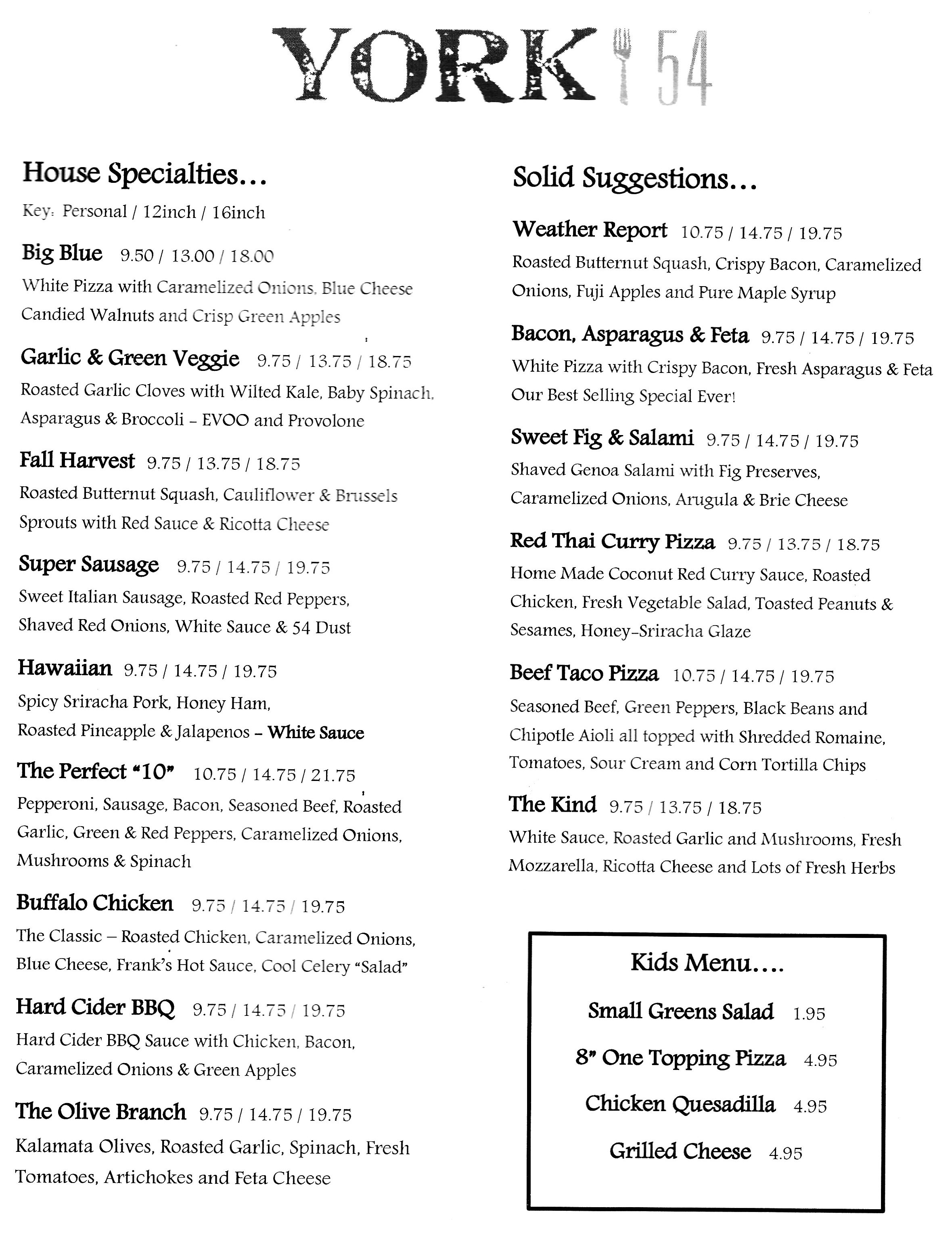 Fall/Winter Menu York54